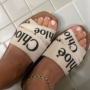 CHLOE canvas logo sandals size 6